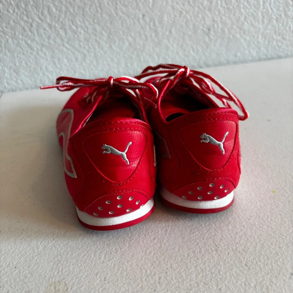 Puma Fitness Women Red Silver Low Top Athletic Sneakers Shoes Size 8 Lace Up